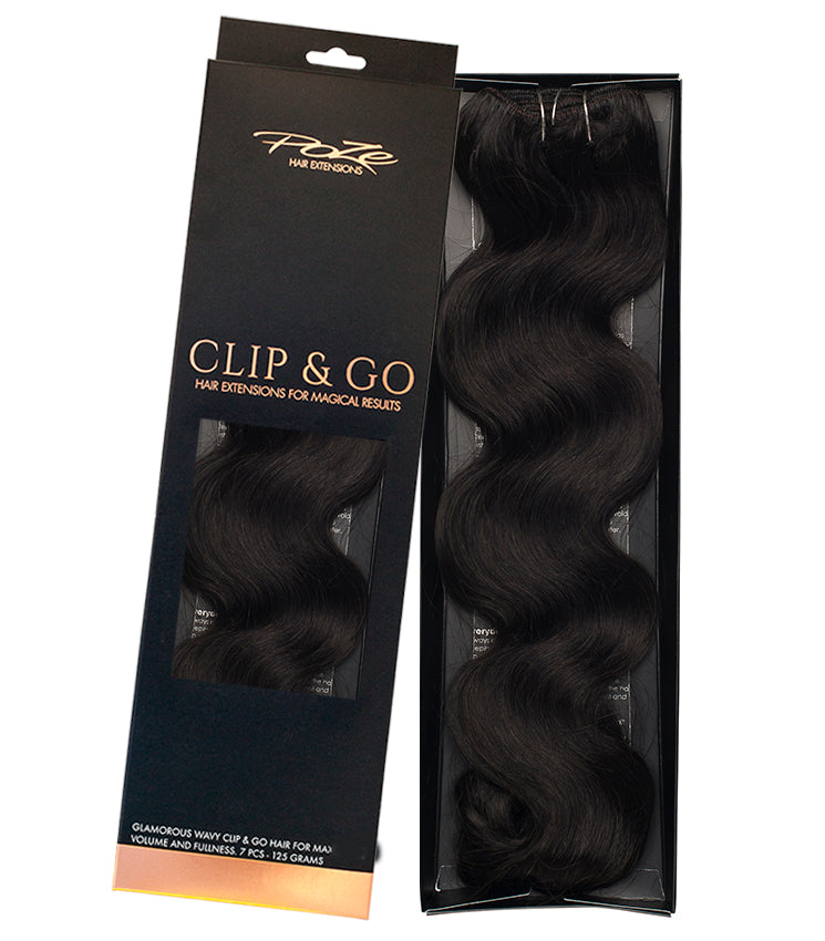 Poze Standard Wavy Clip & Go Hair Extensions - 1B Midnight Brown