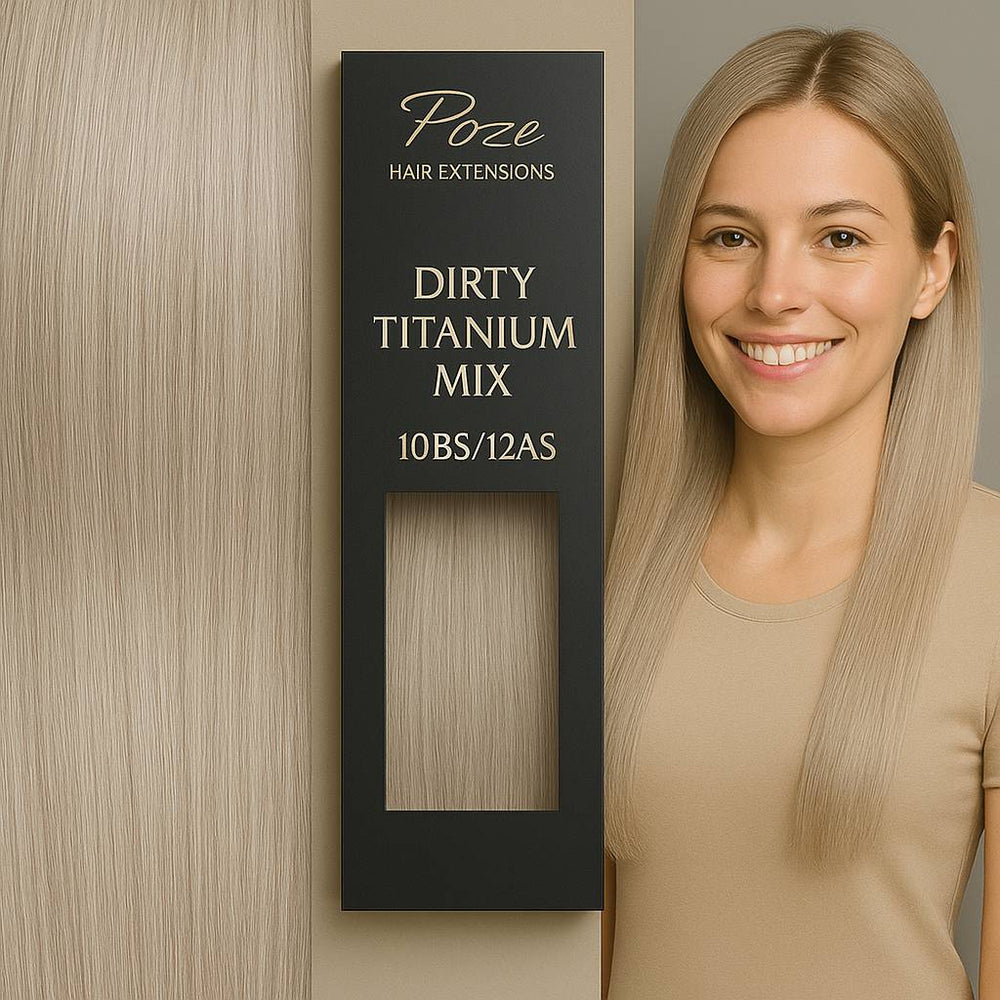 Tape On Hair Extensions Premium - 10BS/12AS Dirty Titanium Mix