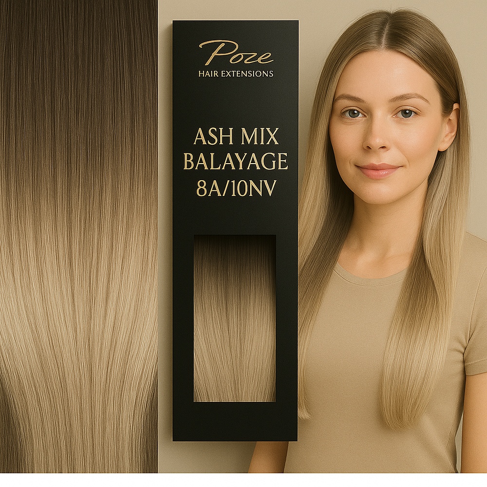 Poze Standard Wire & Clip Extensions - 8A/10NV Ash Mix Balayage