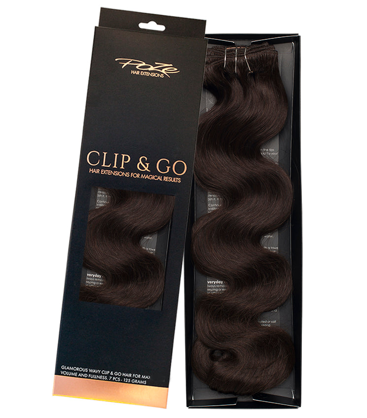 Poze Standard Wavy Clip & Go Hair Extensions - 2B Dark Espresso Brown